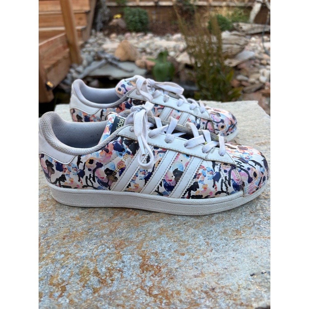 Adidas Superstar‎ Floral Paint Splatter Sneakers White Multi BB0351 Womens 5.5